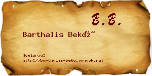 Barthalis Bekő névjegykártya